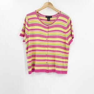 Vintage 90s Norton McNaughton Colorful Striped Knit Top Size Large